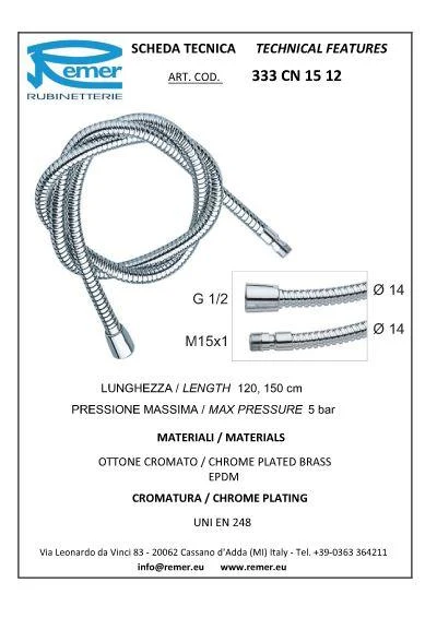 Furtun de dus L=1.2 m 333CN512  REMER 2