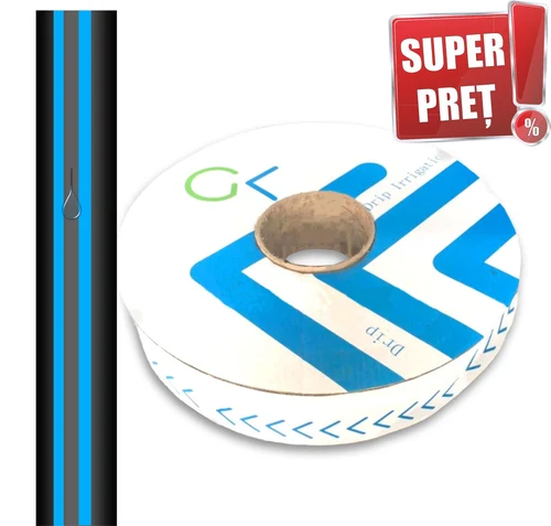 Banda pentru irigatii prin picurare D. 16 mm, 7 mil, 30 cm, 0.8 bar, 1.40 LPH  UNITAPE Blue Line