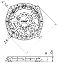 Capac din fonta D.600 EN-124 C250 38 kg cu lacat N (595x805x100 mm) 2