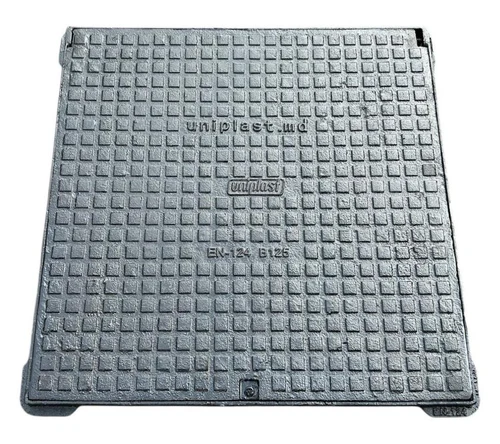 Capac cu rama patrata din fonta 500x500 mm EN124 B125 (520 x 520 mm, H=35 mm)