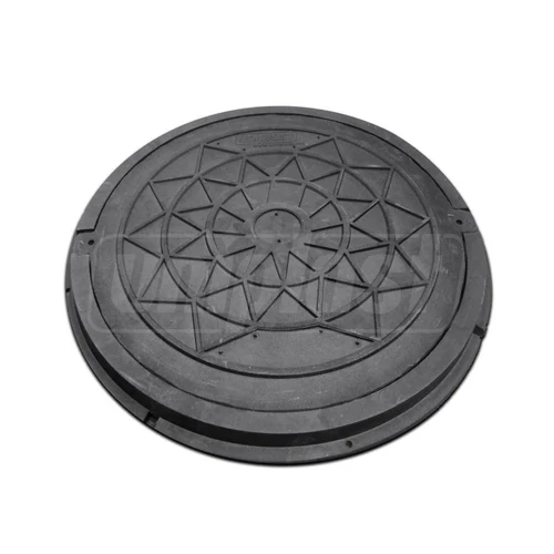 Capac cu rama compozit (nisip+polimer) D.630 (negru) (pentru gradina) 730x50 mm, 25 kg