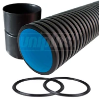 Труба гофрированная канализационная HDPE SN4 OD. 160 (140) с муфтой и манжетой L=6 м