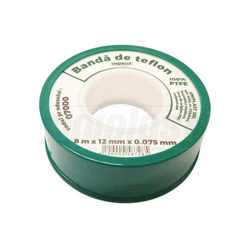 Banda teflon 12 mm x  8 m x 0.075  STANDARD  UNIPLAST