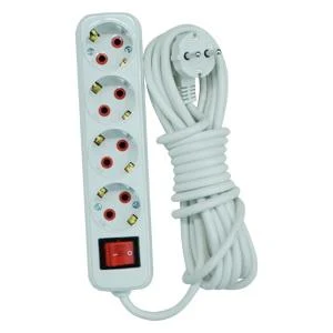 Prelungitor 4 locuri cu pamintare+intrerupator 10m 3x1 (12 buc./cutie)