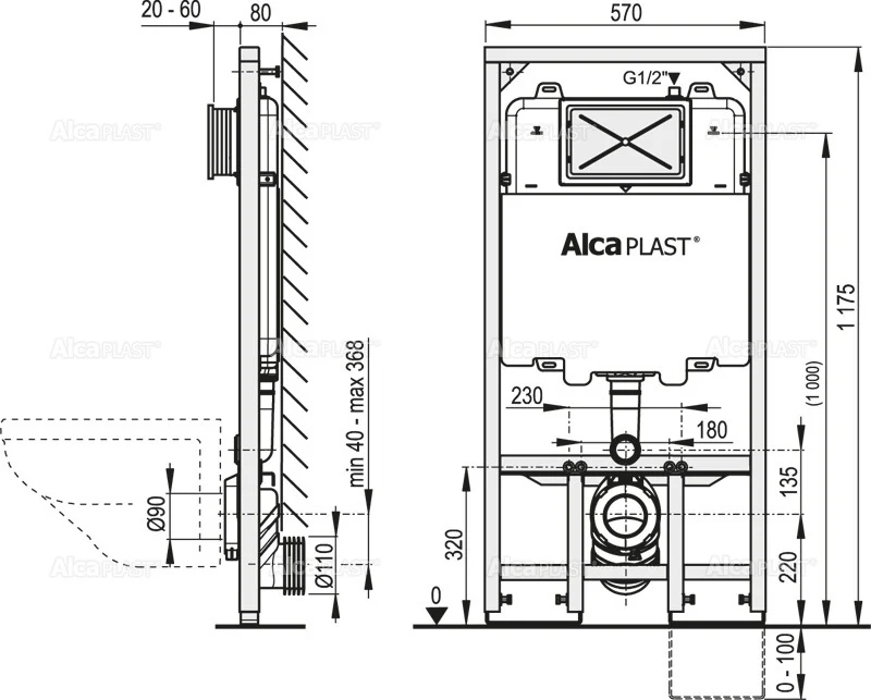 Rezervor incastrat pentru vas WC suspendat Sadromodul Slim A1101/1200 (5400)  ALCAPLAST 2