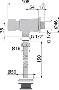 Ventil amestec pentru pisoar (8 sec.) ATS001 (3813)  ALCAPLAST 2