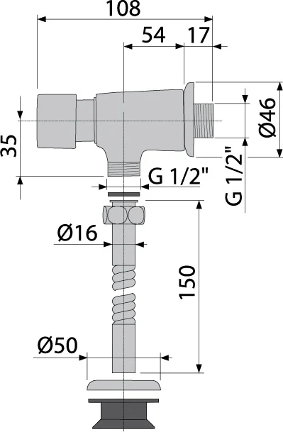 Ventil amestec pentru pisoar (8 sec.) ATS001 (3813)  ALCAPLAST 2