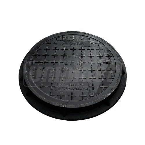 Capac canalizare cu rama D.500 / 2 t (negru) (pentru zone pietonale/gradina) (560x55 mm, 17 kg)