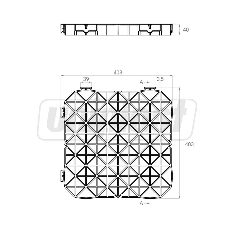 Pavaj ecologic A15 (gratar PE pentru protectia gazonului) 39.5x39.5 cm H=40 mm verde  SAB 2