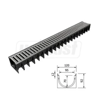 Решетка канализационная с лотком A15 HDPE 4ALL H70 100x70x1000 мм EN1433 (D.110)  MUFLESYSTEM 2