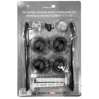 Kit accesorii radiator bimetal, aluminiu (negru mat) D. 1" x 1/2" (11 elemente)  KUBBER