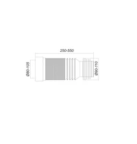 Racord WC flexibil extensibil, insertie inox cu manson D.110 L=550 mm ГУ550  SOLOPLAST 2