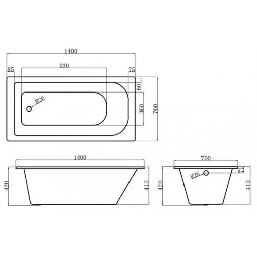 Сada de baie din fonta NH-008 170 x 70 x 42 cm (105 kg) 3